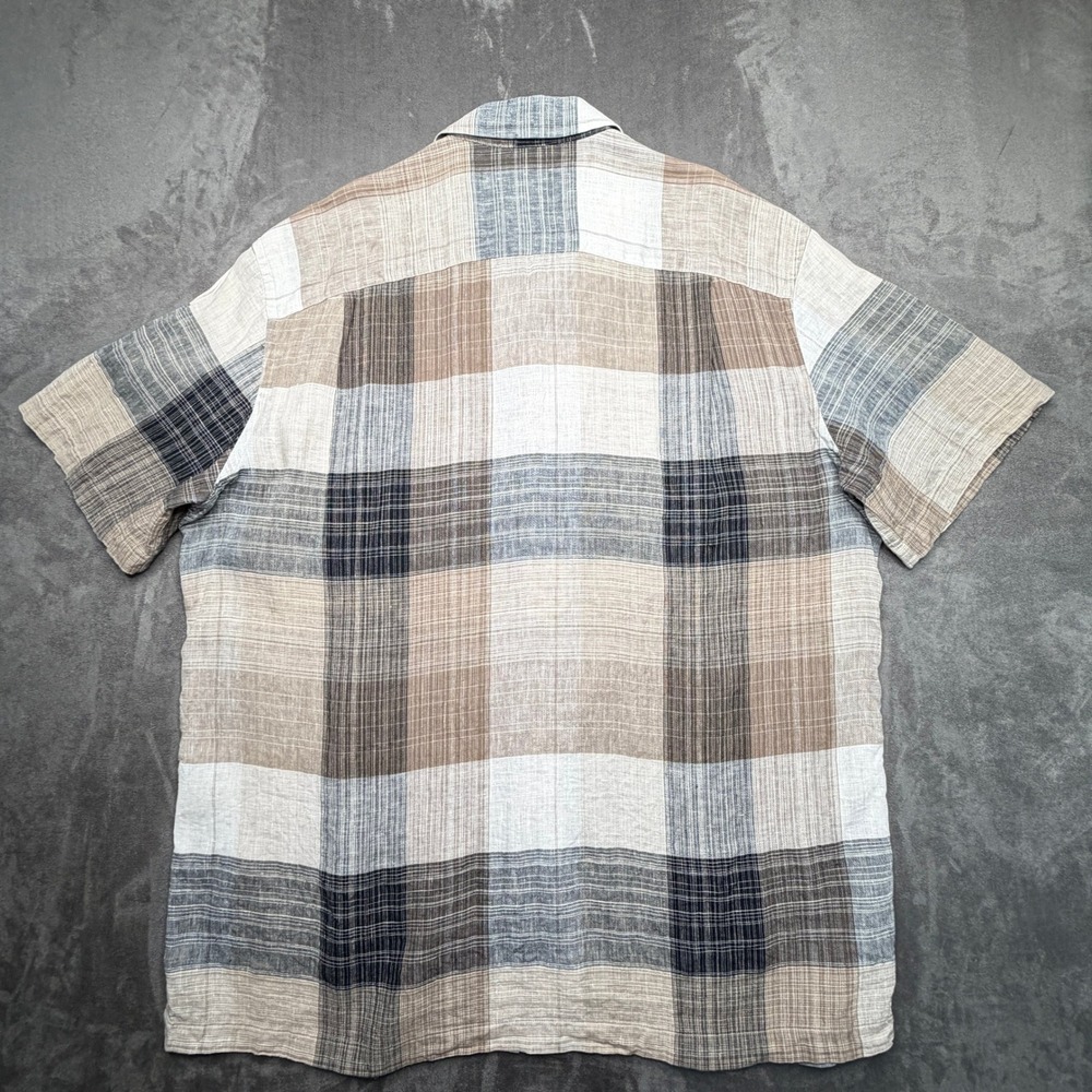 Paul Fredrick Button Down Shirt Mens XL Multicolor Plaid Pure Linen Classic Fit - Picture 3 of 7